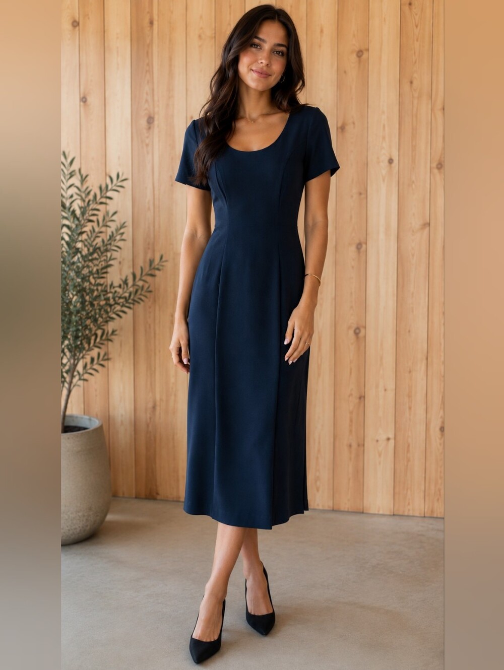 Beechers Brook Navy Blue Midi Dress